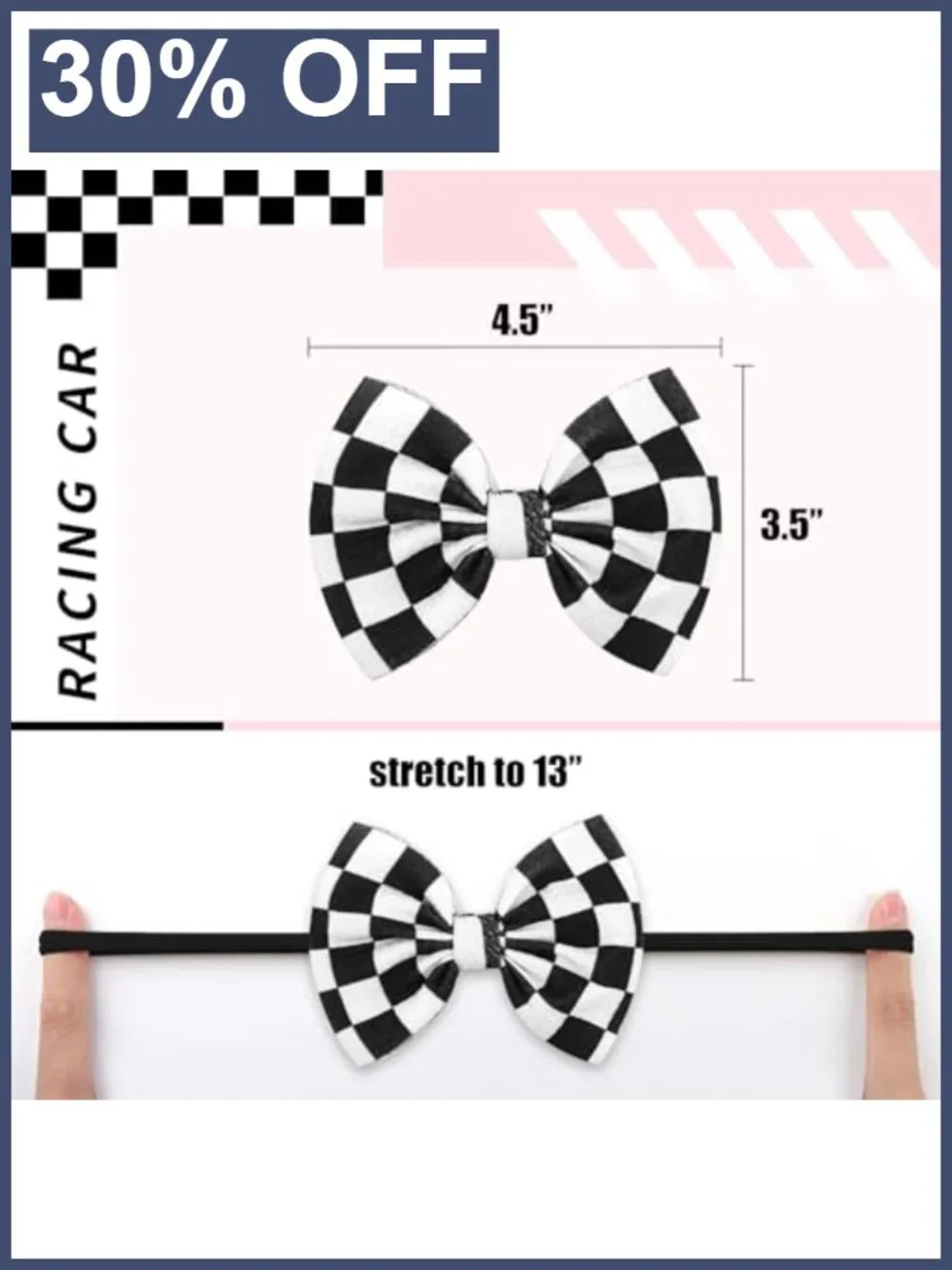 Baby Girl Checkered Bow Headband Set - Waffle Fabric Hair Accessories Newborn